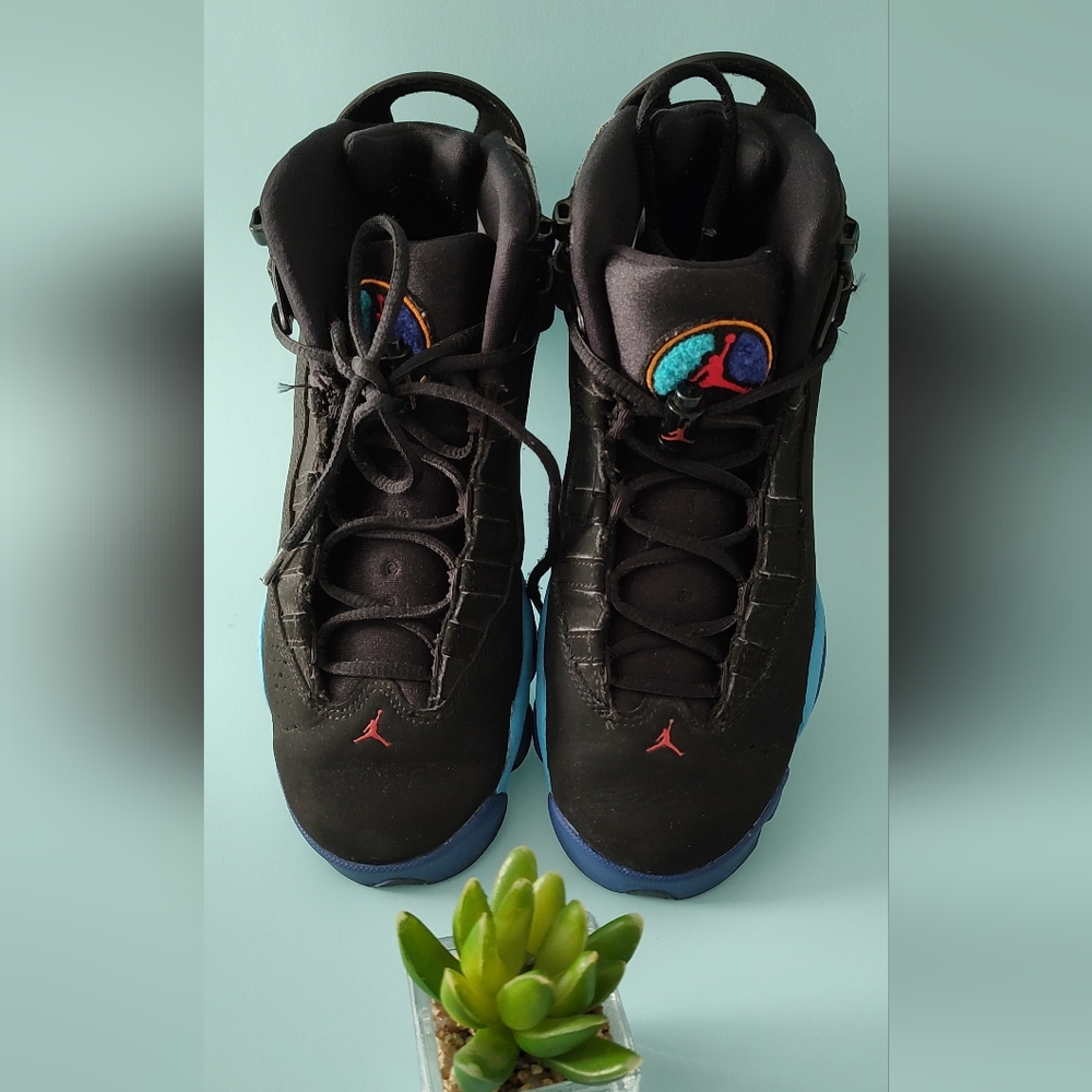 Jordan 6 Rings Aqua black sneakers size 7Y athletic good condition 25 cms - Picture 8 of 12